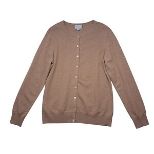 Pure Collection Cardigan Womens US 14/16 Brown Cashmere Button Front Luxury READ